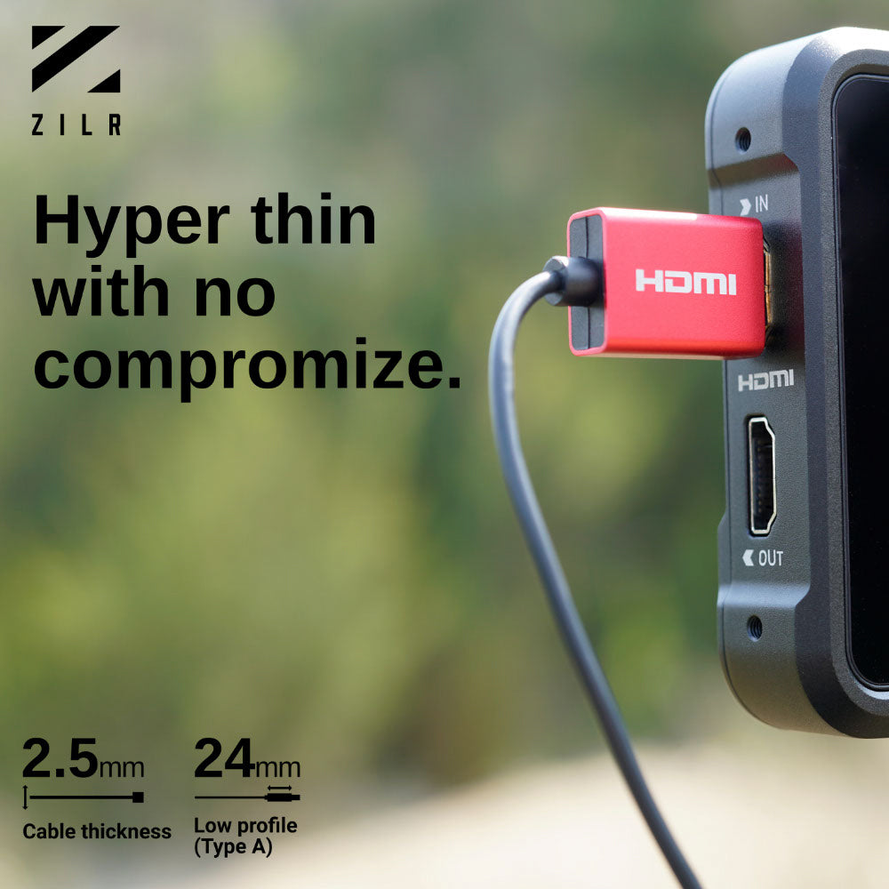 HDMI кабел ZILR 8K Hyper Thin Ultra High-Speed Ethernet Full  (A)към Full (A) ъглов - 50см