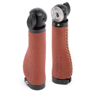 Wooden Camera Rosette Handle Pair Brown Leather