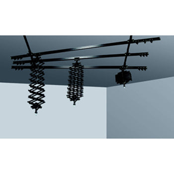 Rail system, 3 cross, 2 longitudinal, 3 pantographs