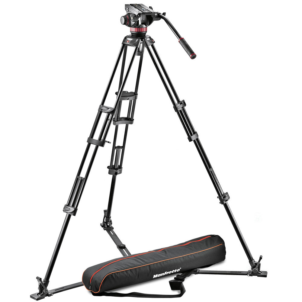 Manfrotto Tripod with fluid video head, Aluminium with Sliding Plate PRO VIDEO ALUMINIUM SYSTEM Ground spreader