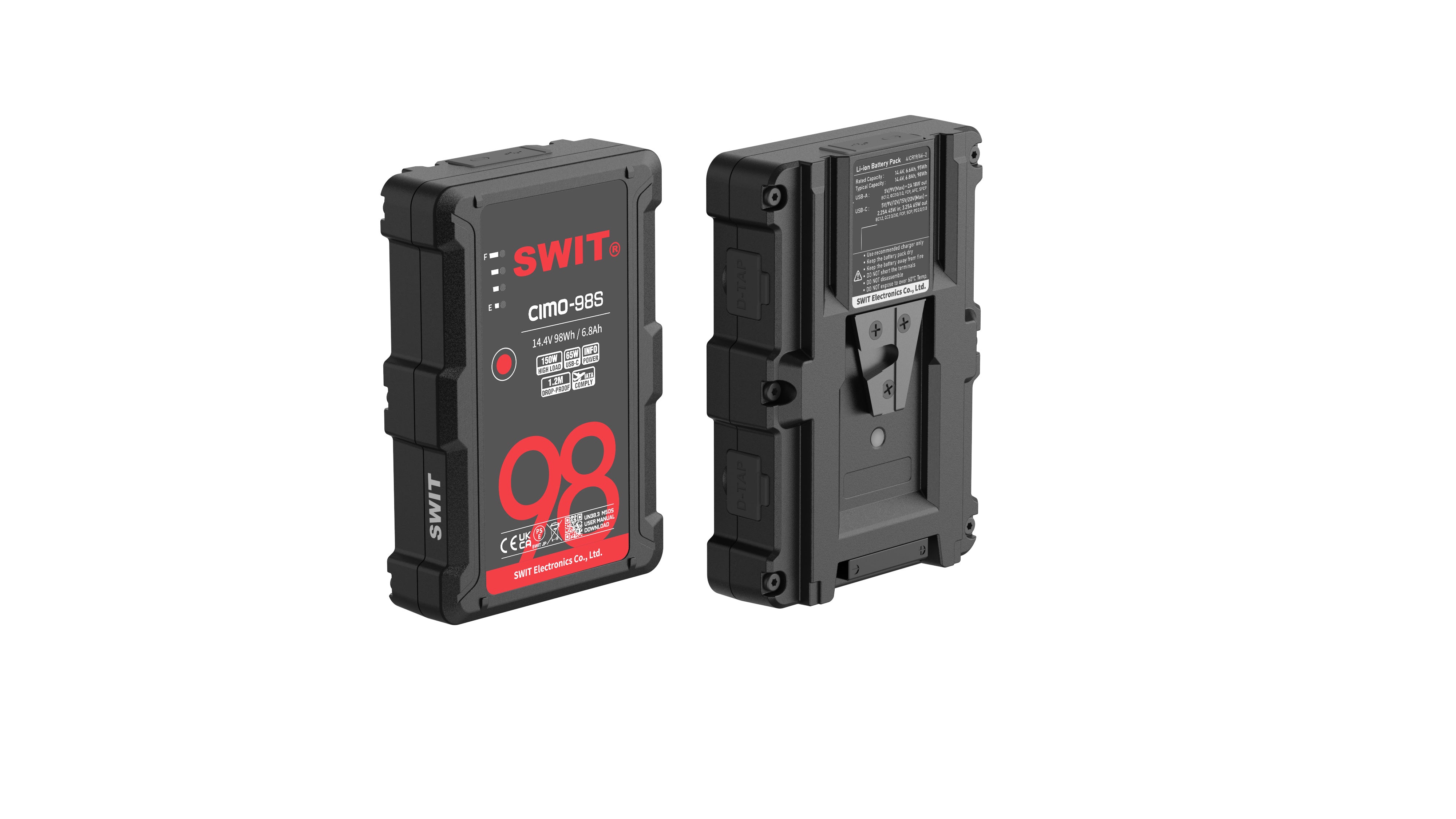 Мини V-Lock Батерия Swit CIMO-98S 98Wh 150W High Load V-Mount Battery with USB-C в D-TAP - 2бр.