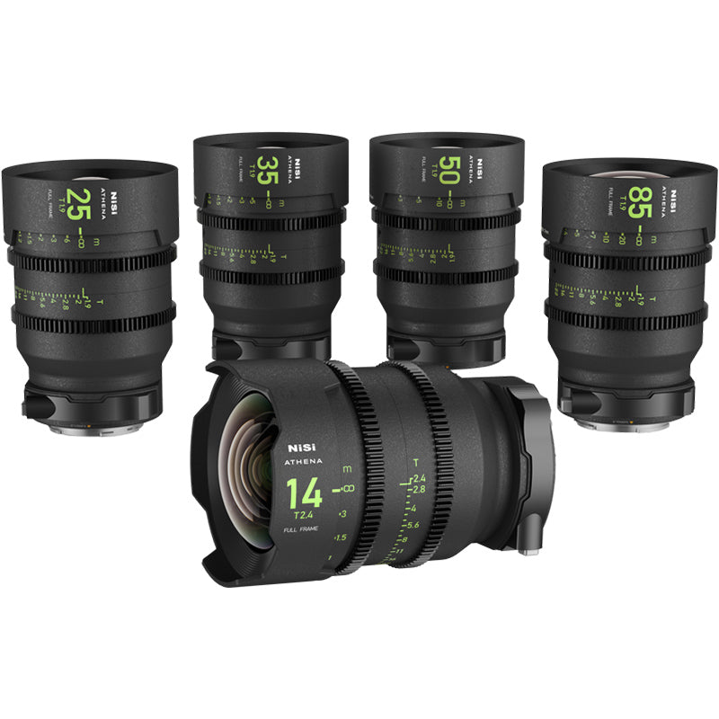 Комплект обективи NiSi Cine Lens Athena Prime 25/35/40/50/85mm за Sony L-Mount - с куфар и два филтъра