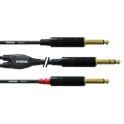 Y-кабел CORDIAL CFY 1.5 VPP – 2x 6.3 мм моно жак към 1x 6.3 мм стерео жак, 1.5 м