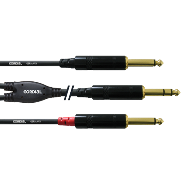 Y-кабел CORDIAL CFY 1.5 VPP – 2x 6.3 мм моно жак към 1x 6.3 мм стерео жак, 1.5 м