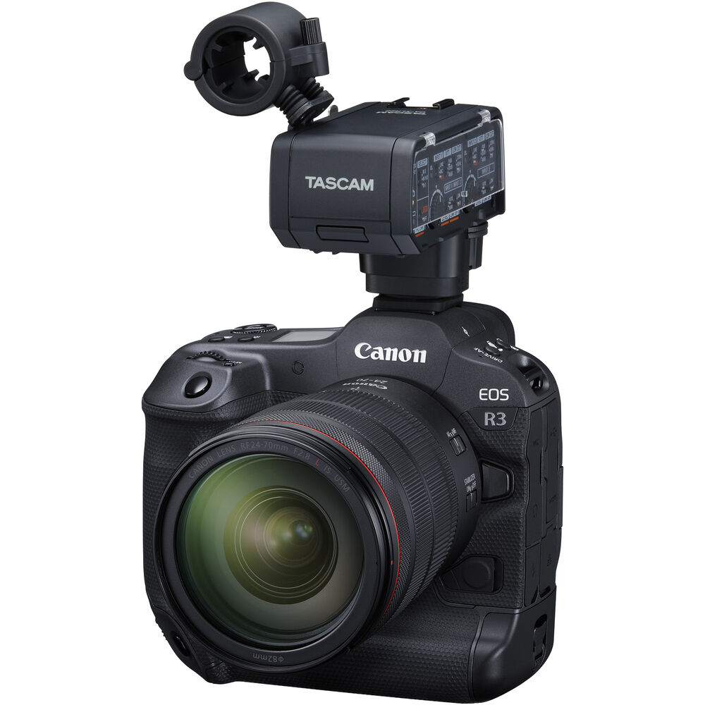 Аудио XLR адаптер Tascam CA-XLR2d-C с краче за фотоапарати и камери Canon