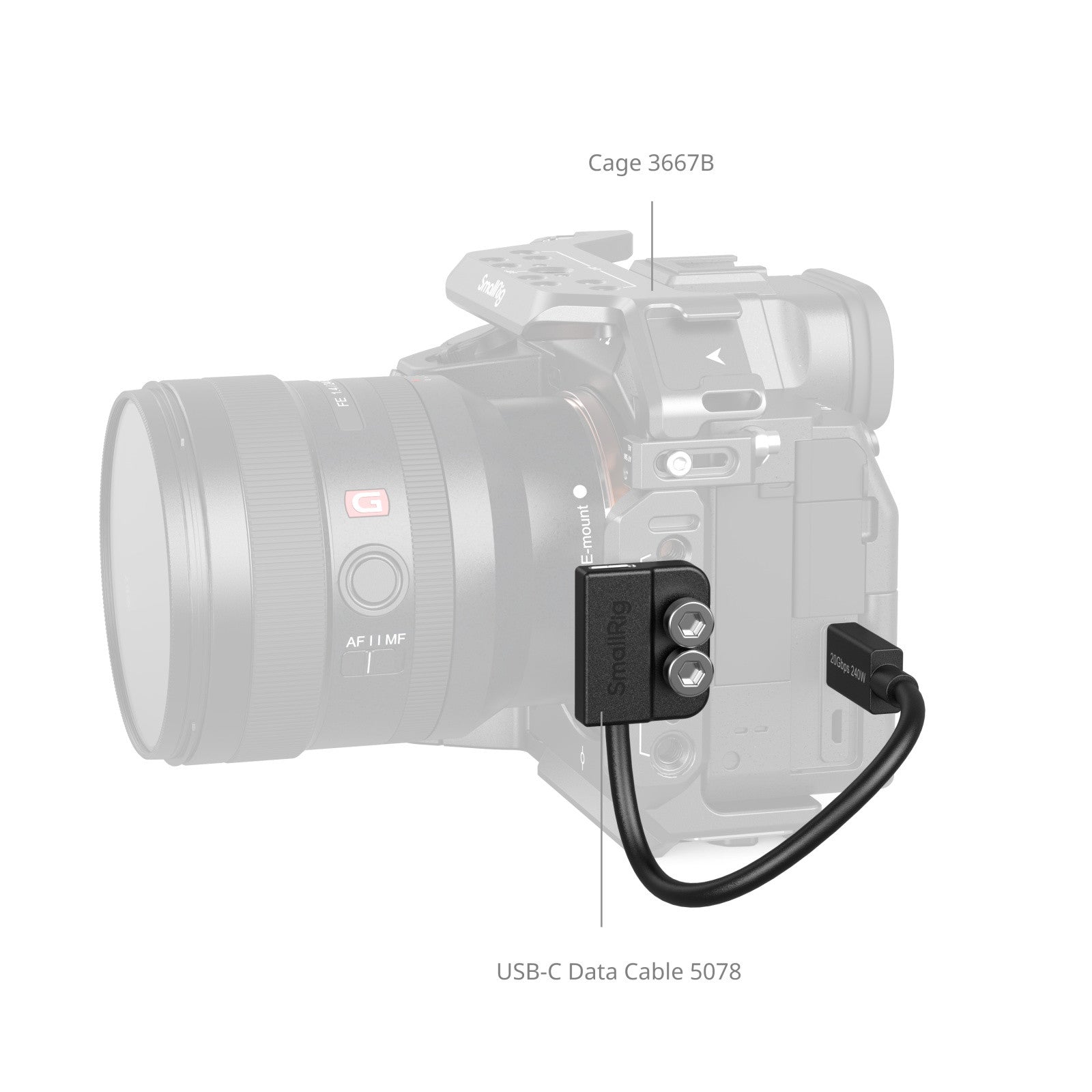 SmallRig USB-C кабел за данни (мъжки към женски) 5078