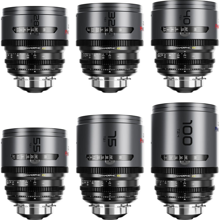 Комплект 6 обектива DZOFILM PAVO 2x S35 28/32/40/55/75/100mm (Неутрално покритие, PL&EF, Метрична скала)