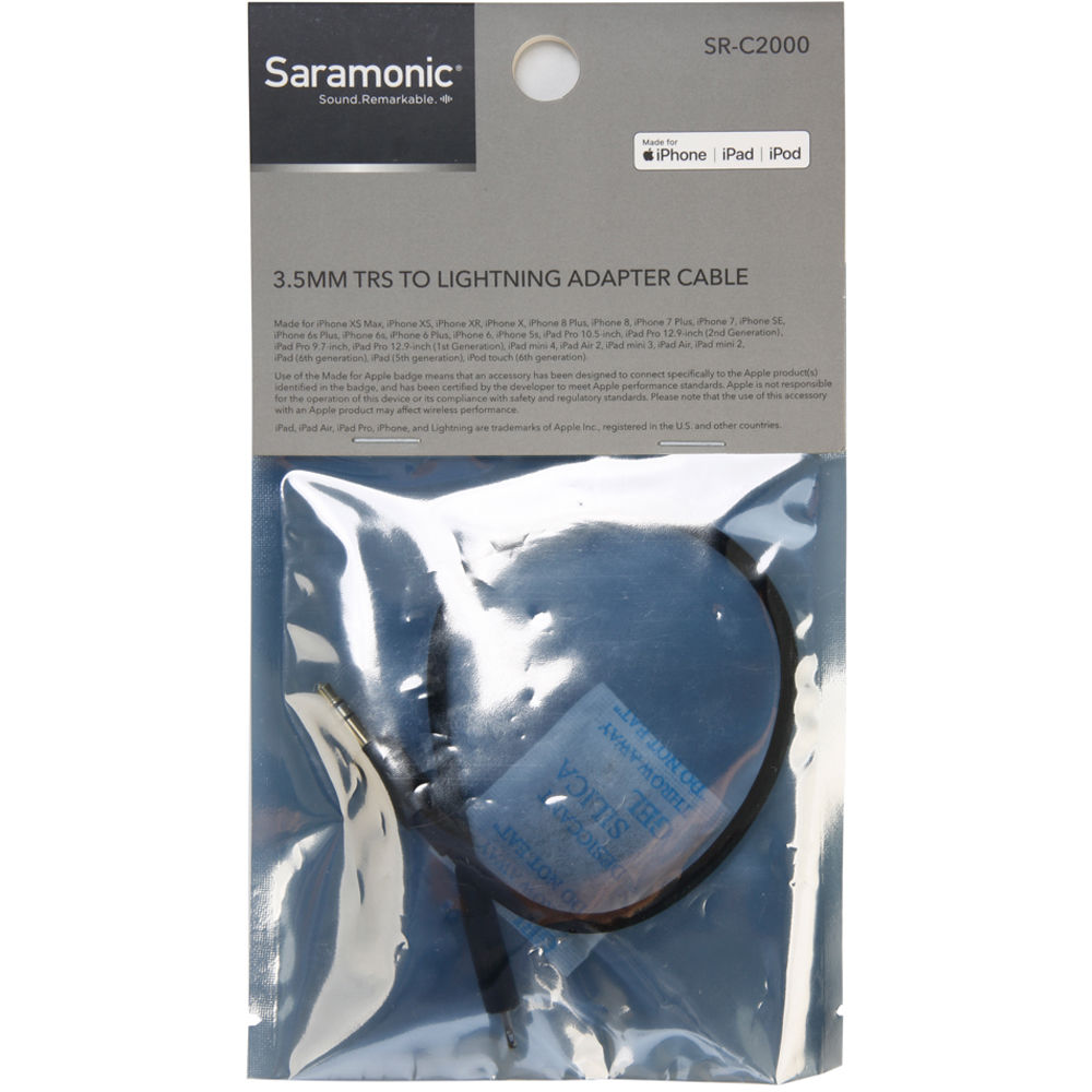 Адаптер Saramonic SR-C2000 - 3.5mm TRS (Мъжки) към Apple Lightning - 20cm