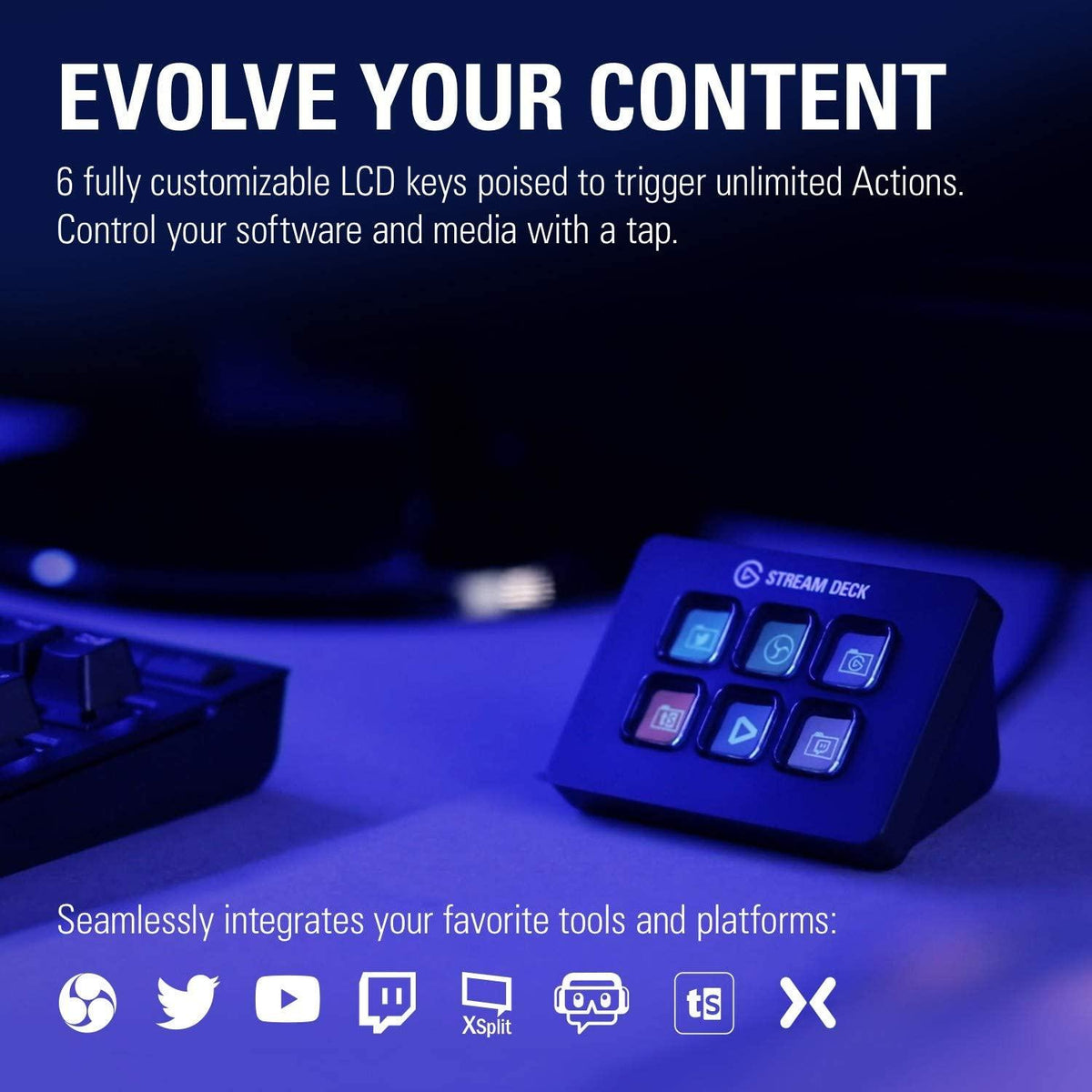 Контролер Elgato Stream Deck Mini, 6 LCD бутона, Черен