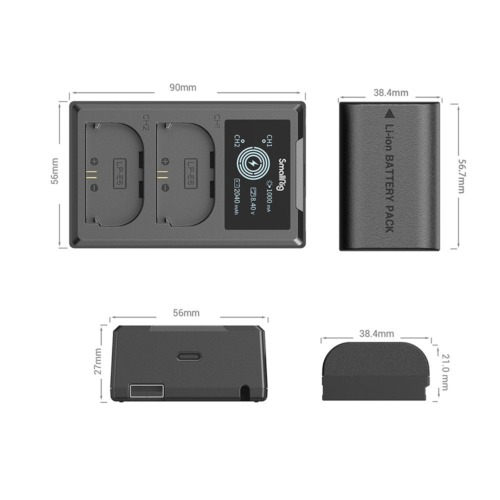 Комплект две батерии SmallRig LP-E6NH и зарядно