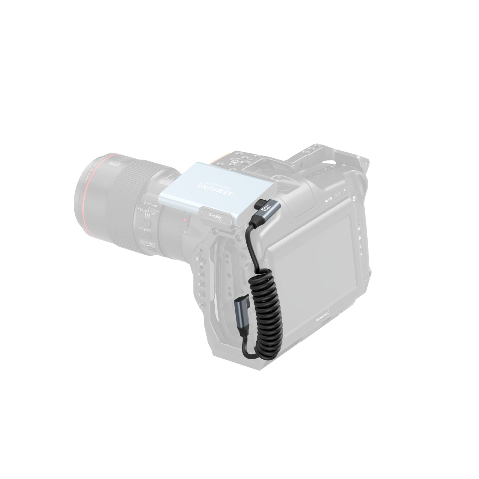 SmallRig USB-C (ъглов към ъглов) навит на спирала кабел за данни (60 см)