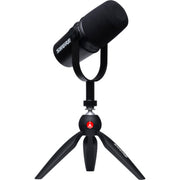 Подкаст микрофон Shure MV7 в комплект със стойка