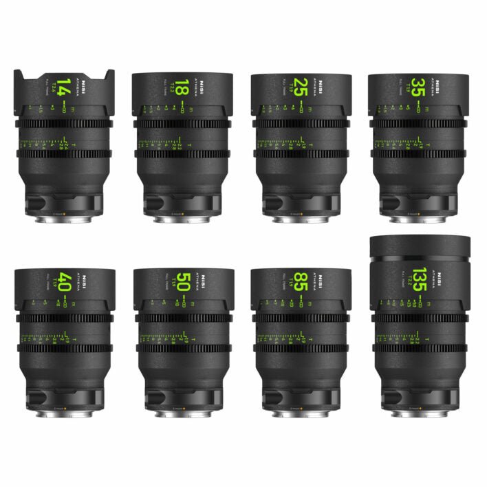 Комплект обективи NiSi Cine Lens Athena Prime 14/18/25/35/40/50/85/135mm E-Mount 8 обектива с куфар