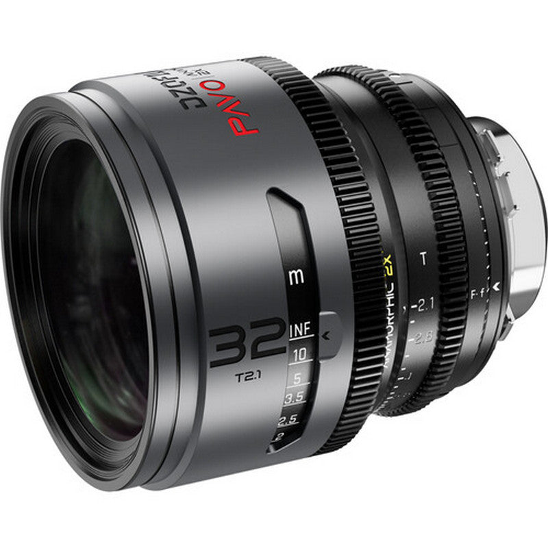 Комплект 3 анаморфни обектива DZOFILM PAVO 2x S35 (32mm, 55mm, 100mm) (T2.1, T2.4) (Син оттенък) (PL/EF, Метрична скала)