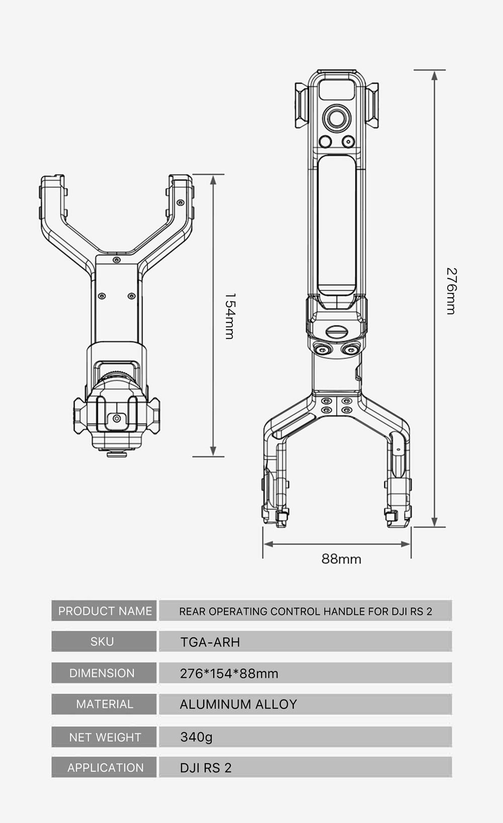 TILTA  дръжка с контроли - Rear Operating Control Handle for RS 2