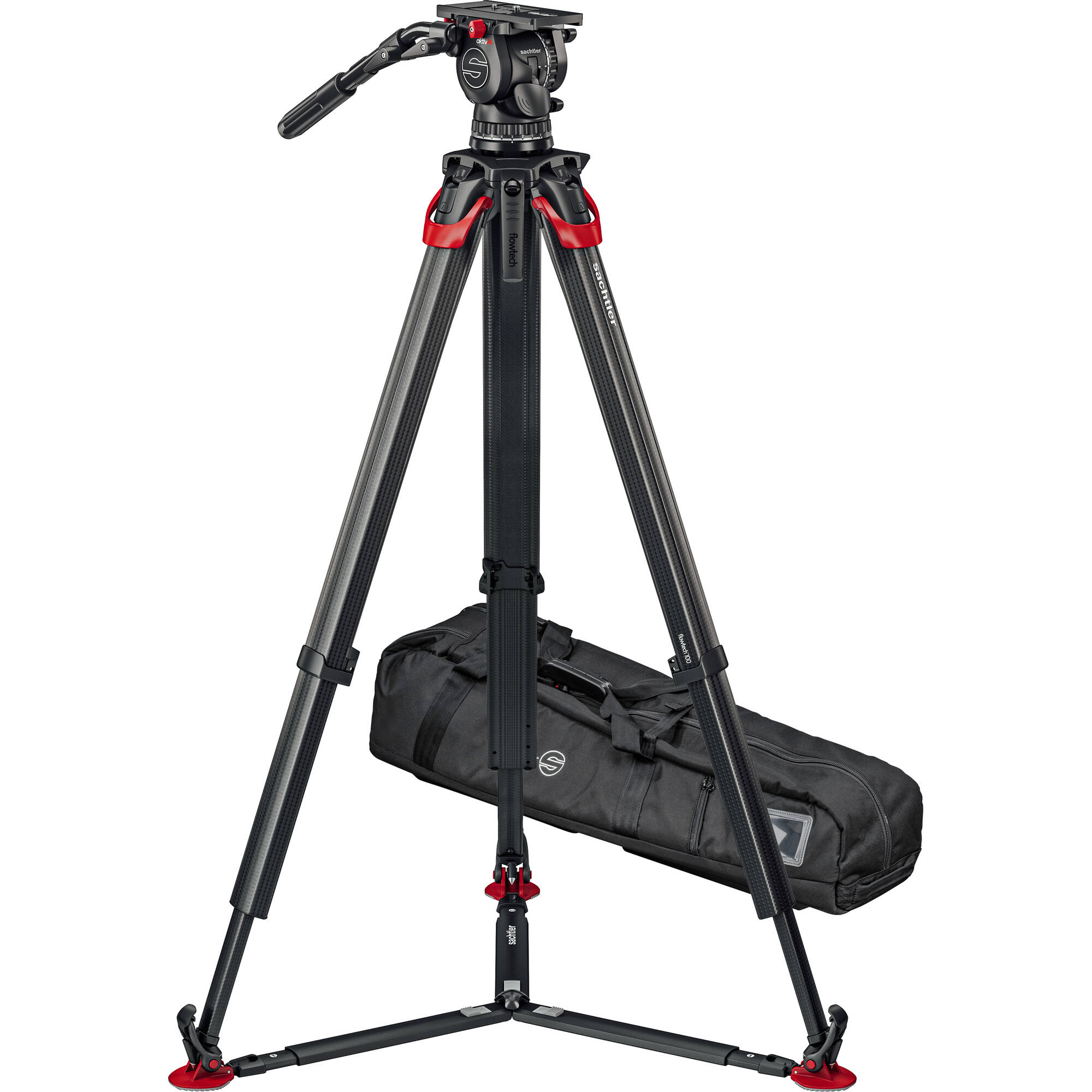 Видео статив комплект Sachtler System aktiv14T flowtech100 GS карбонов със система за бързо разпъване