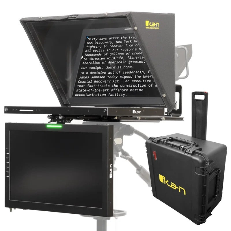 Ikan Aura™ Professional 21inch Teleprompter w /SDI Monitor Talent Monitor Travel Kit