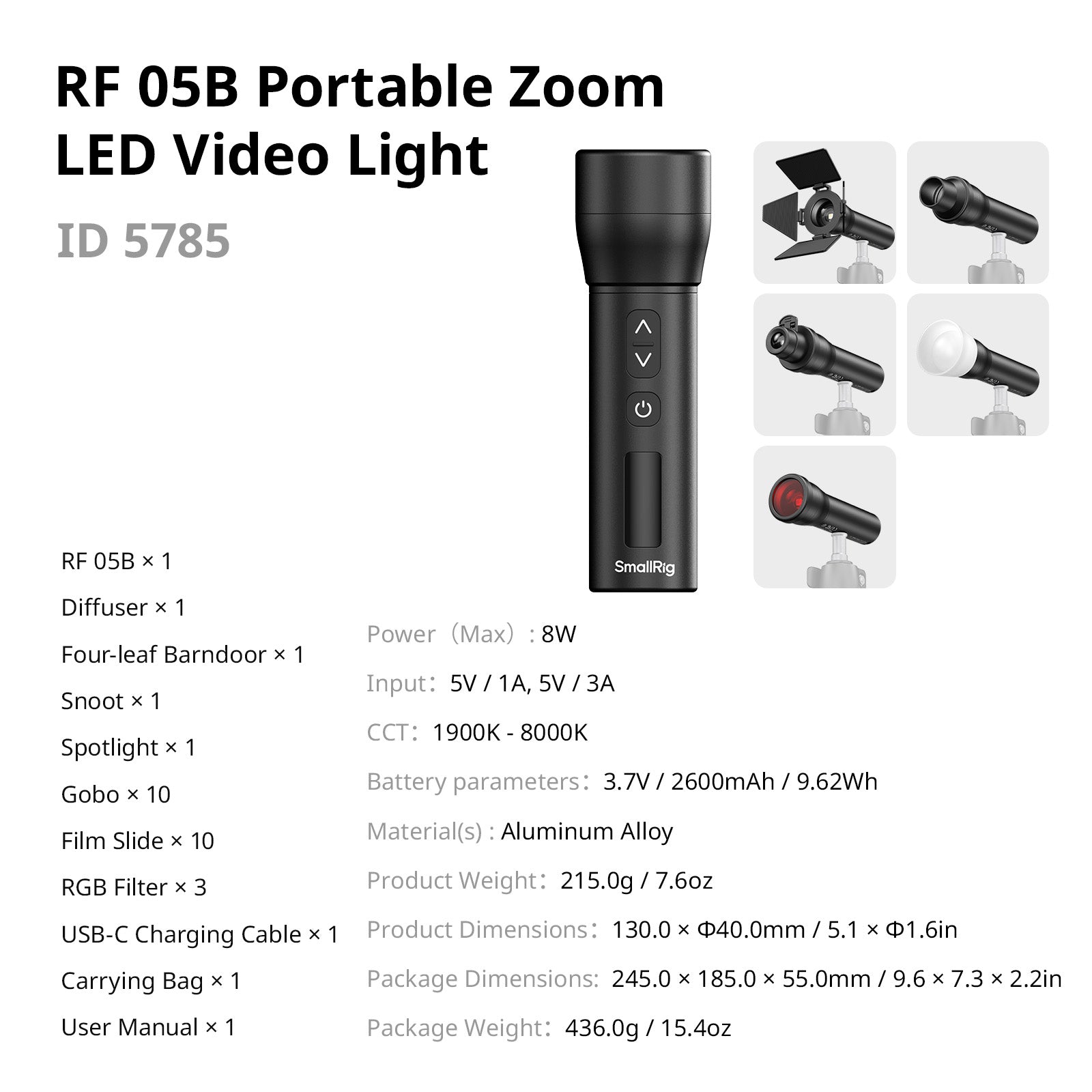 SmallRig RF 05B Portable Zoom LED Video Light