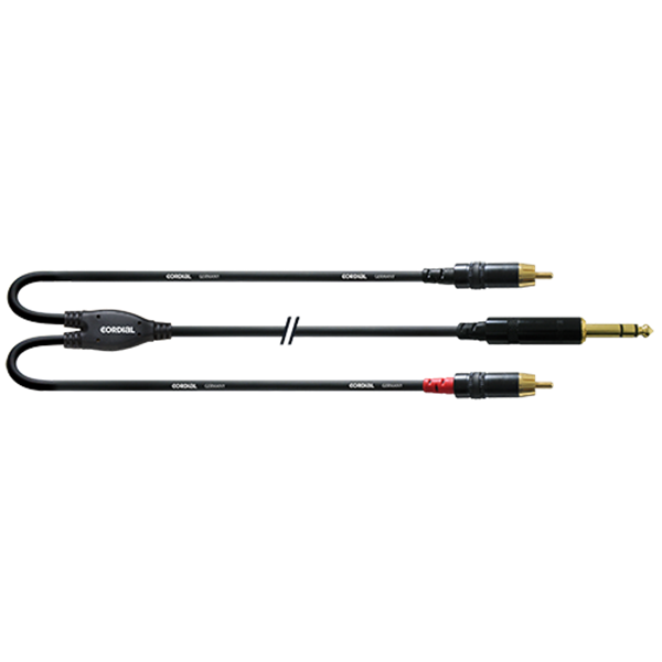 Y-кабел CORDIAL CFY 0.9 VCC – 2x RCA към 1x 6.3 мм стерео, 0.9 м