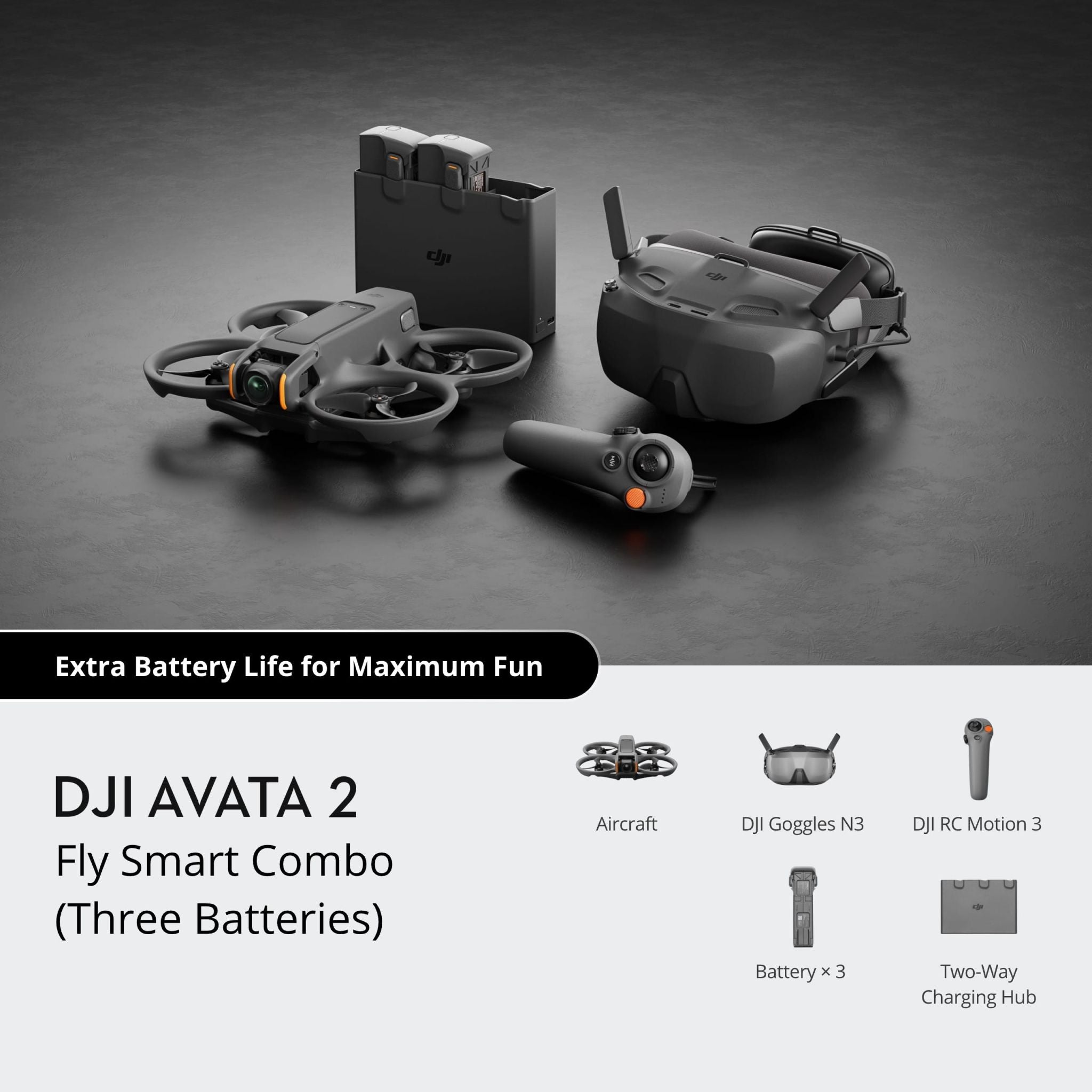 Дрон DJI Avata 2 Fly Smart Combo (Three Batteries)