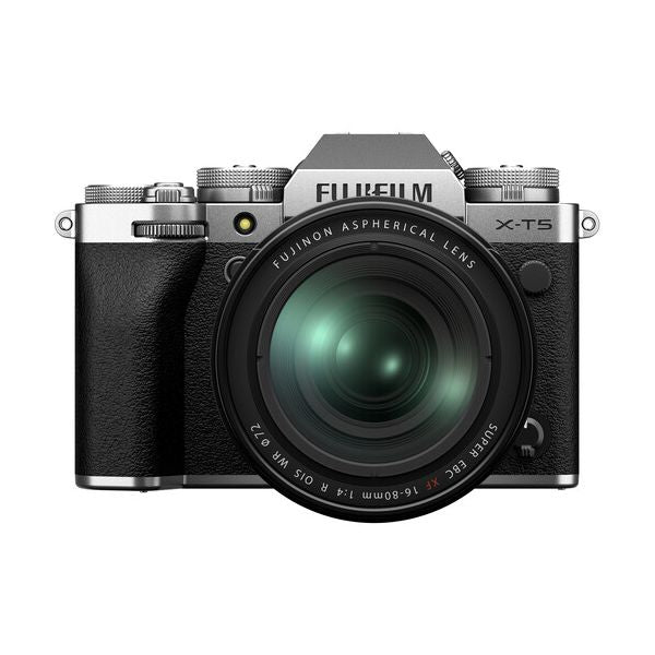 Фотоапарат Fujifilm X-T5 (сребърен) с обектив Fujifilm Fujinon XF 16-80mm f4 R OIS WR
