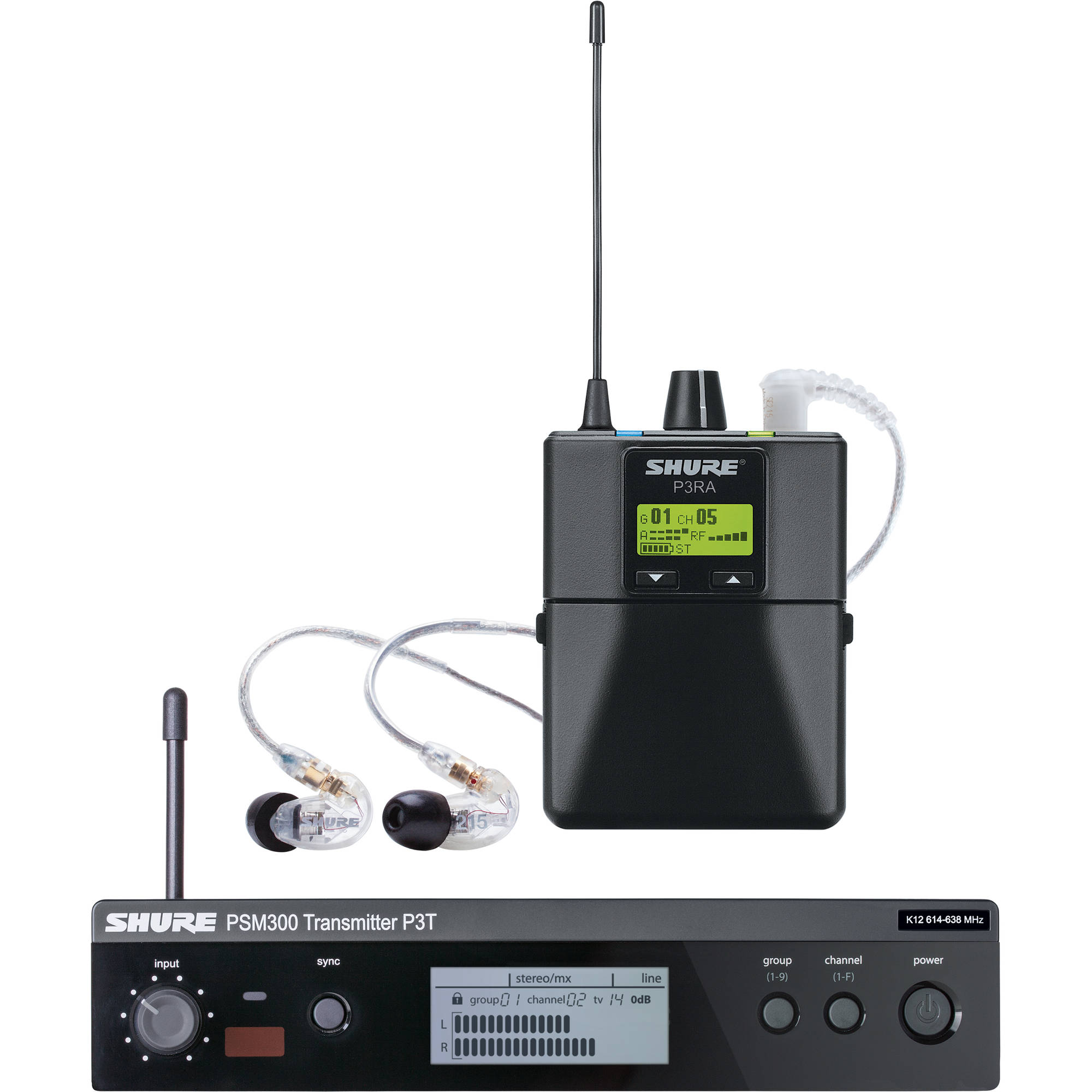 Безжична IEM система Shure PSM 300 P3TRA215CL Q25 (742-766 MHz) Дигитална мониторинг система със слушалки