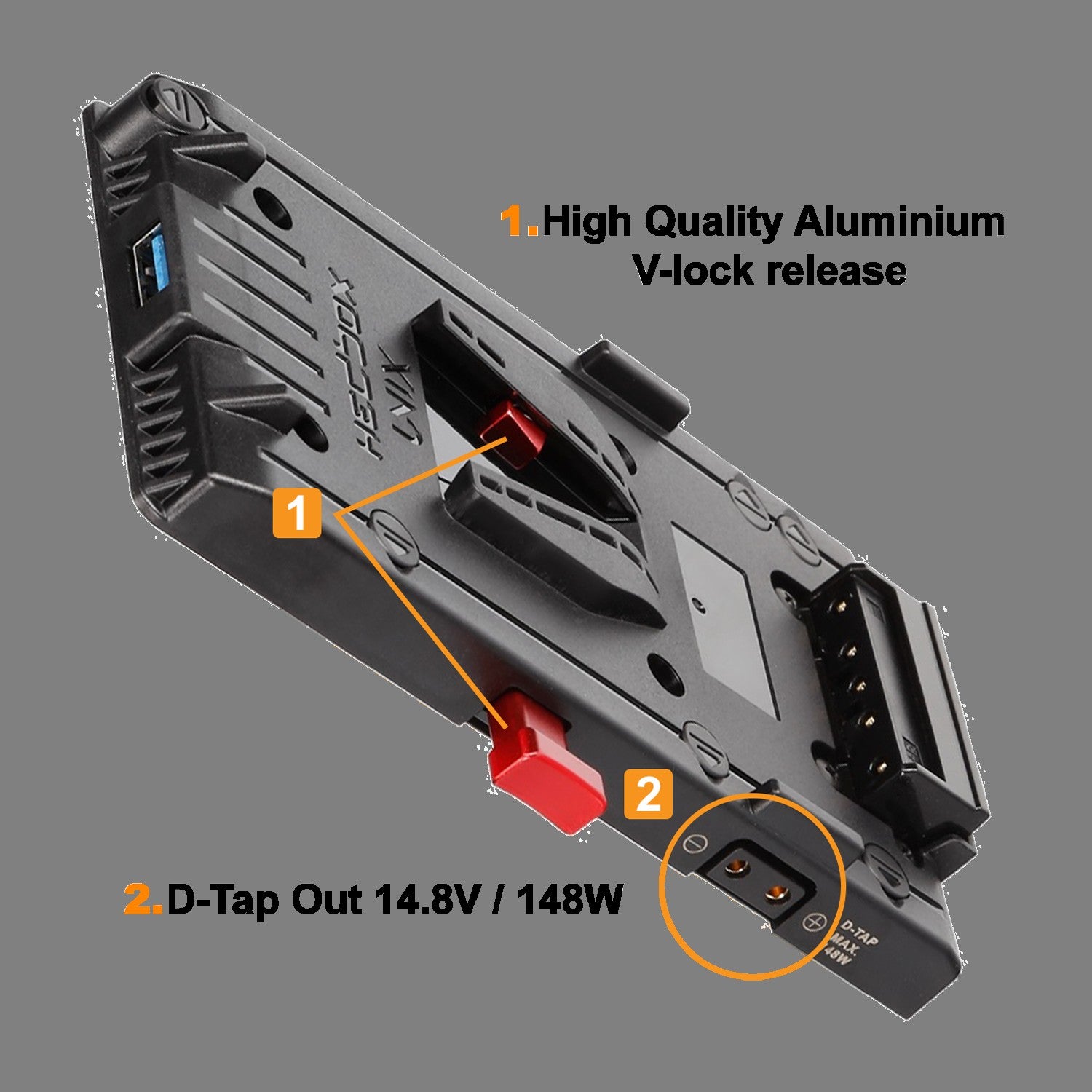 Hedbox V-Lock UNIX II Adaptor Plate 3 x D-Tap & USB 5V Power Out