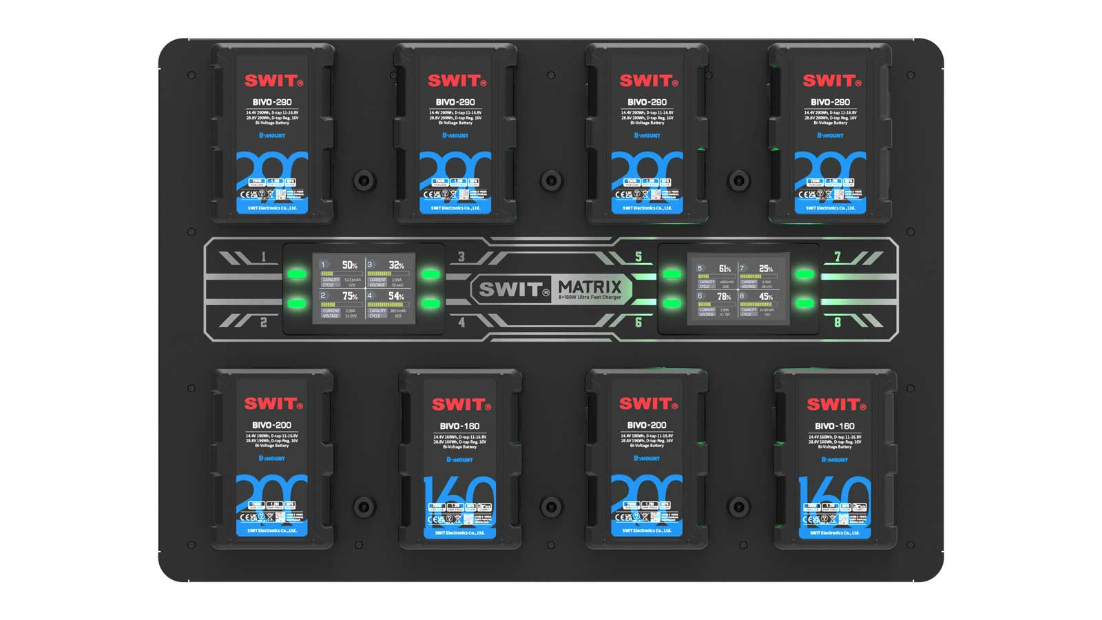 Зарядно устройство SWIT MATRIX-S8 за 8бр. V-Mount батерии - Стенен монтаж