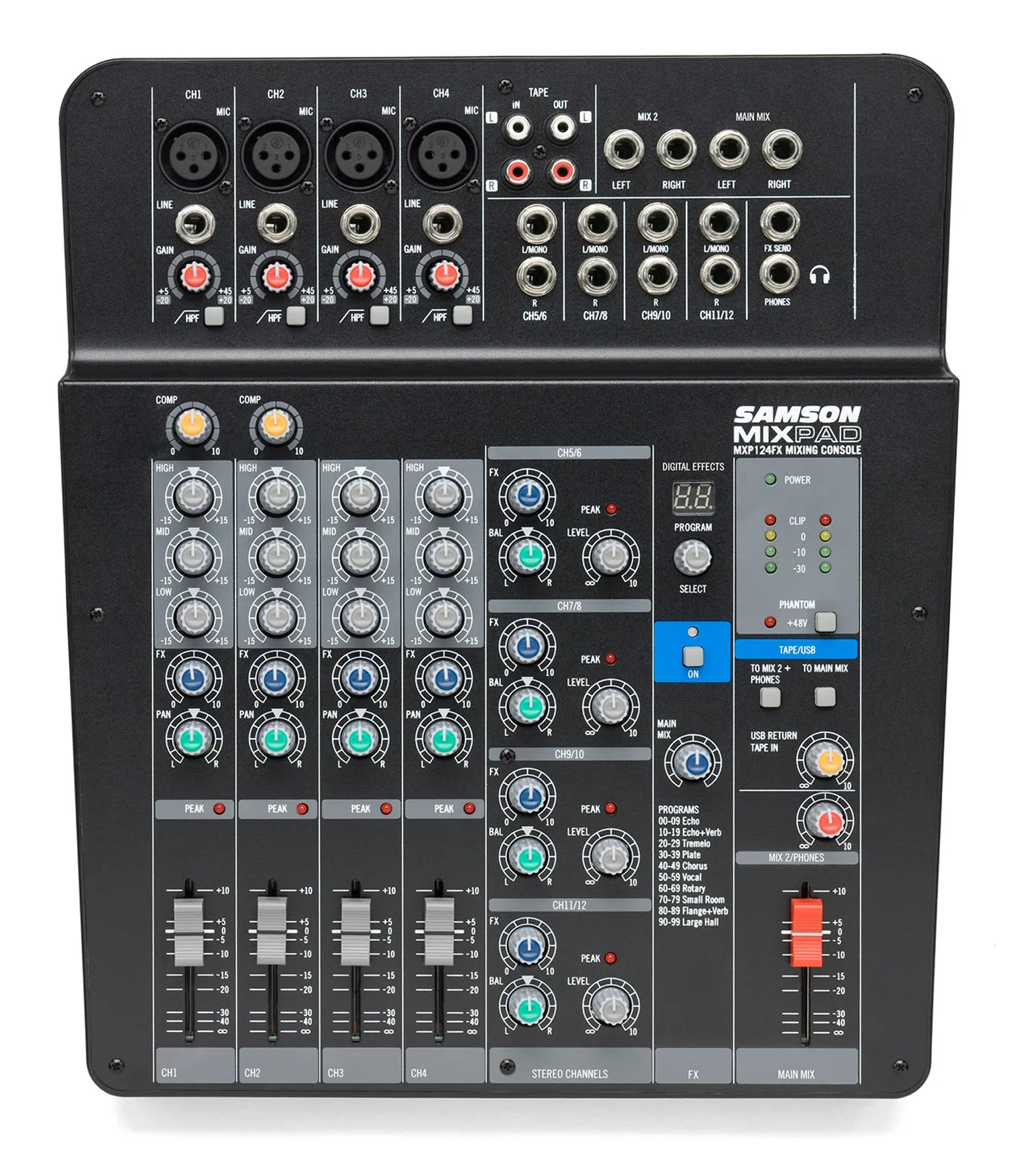 Samson MixPad MXP124FX 12-Input Analog Stereo Mixer with Effects and USB