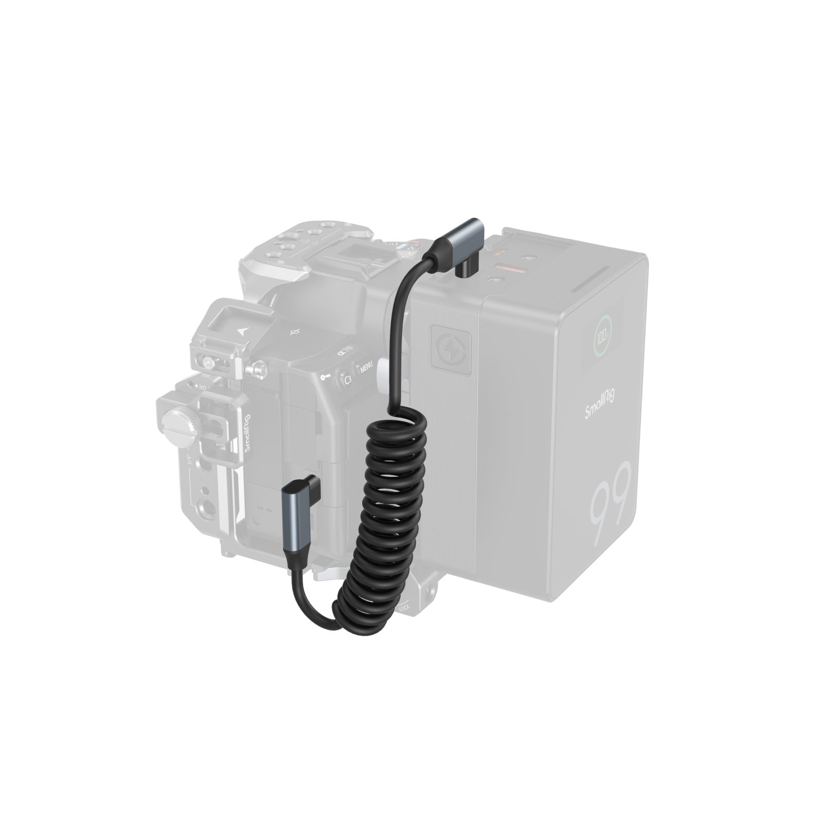 SmallRig USB-C (ъглов към ъглов) навит на спирала кабел за данни (60 см)