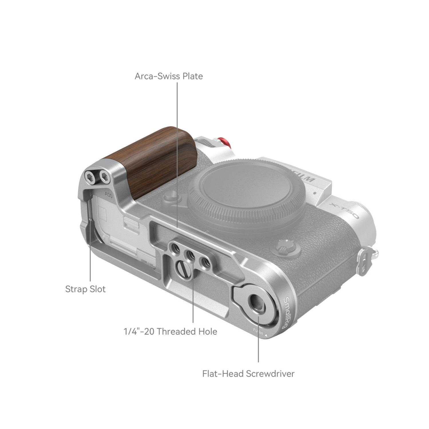 SmallRig Дървена L-образна ръкохватка за FUJIFILM X-T50 (Sliver) 4735B