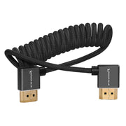 Right Angle Full HDMI Cable 12in-24in Braided Coiled (Black)