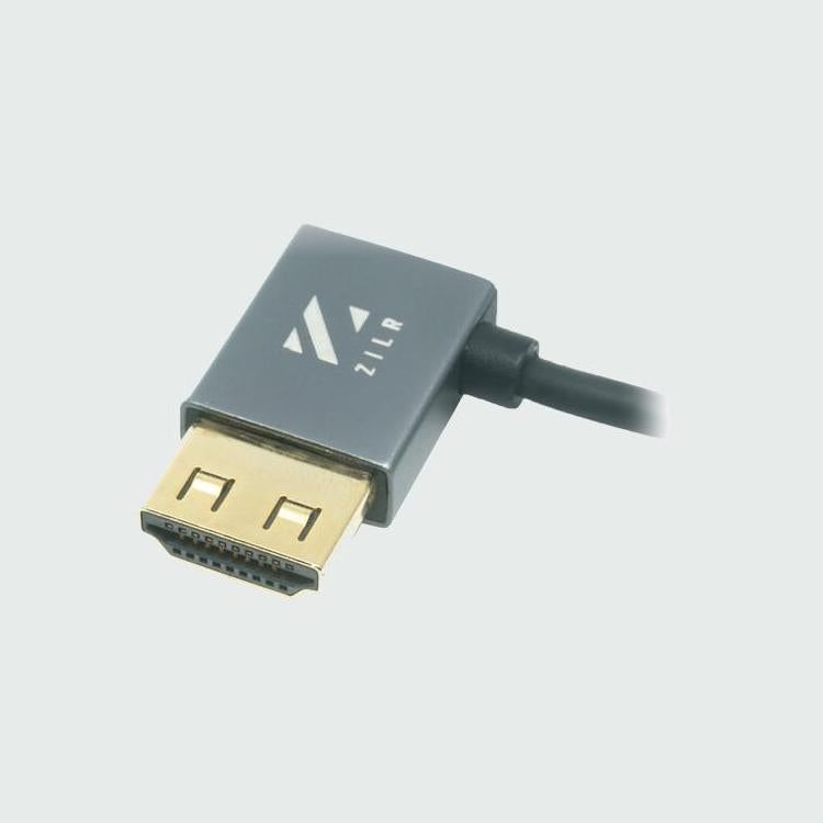 HDMI кабел ZILR 4K 60p Hyper-Thin High-Speed Ethernet Full към Full (A) ъглов - 50см