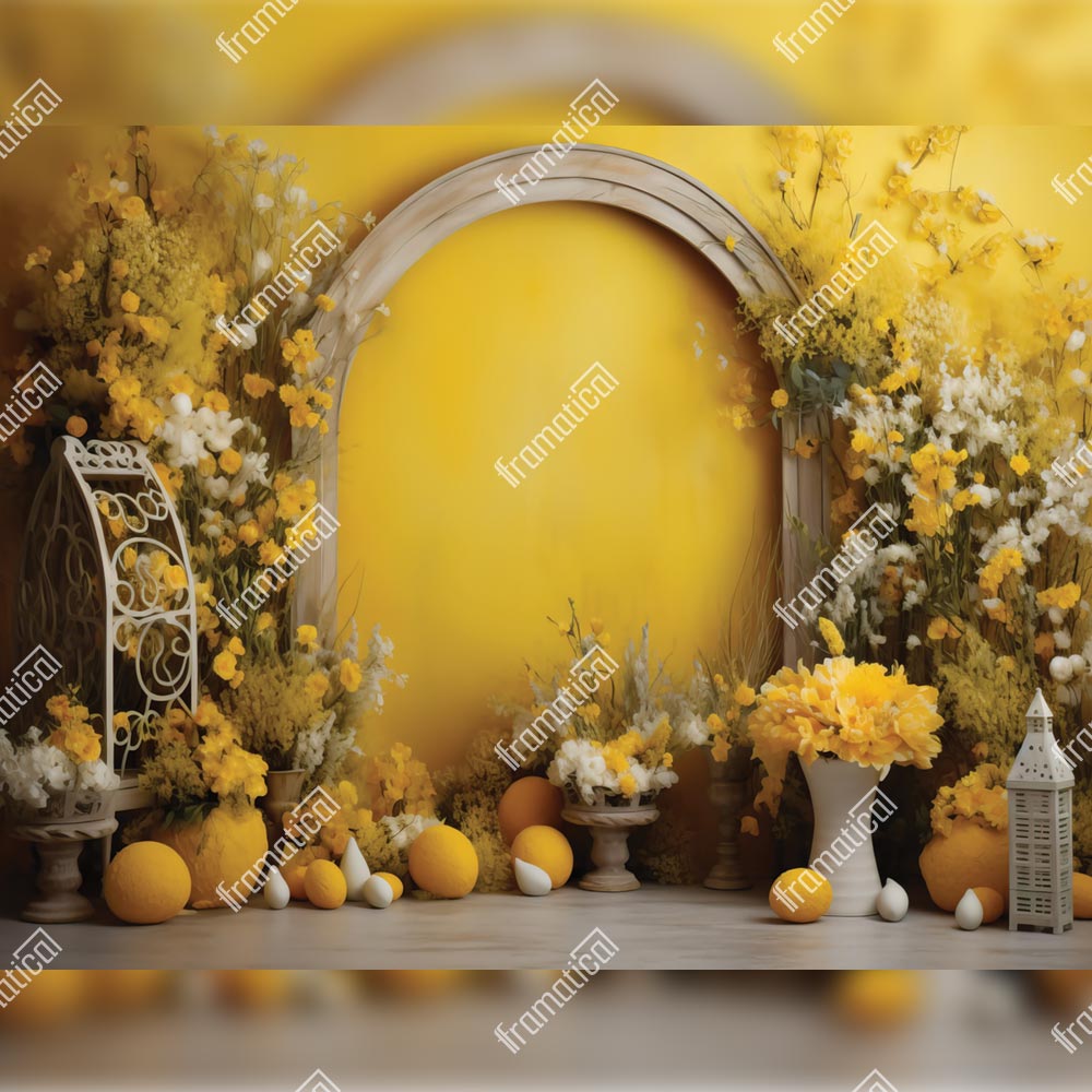 Текстилен фон - Lemon Bloom - 3.00m x 2.40m