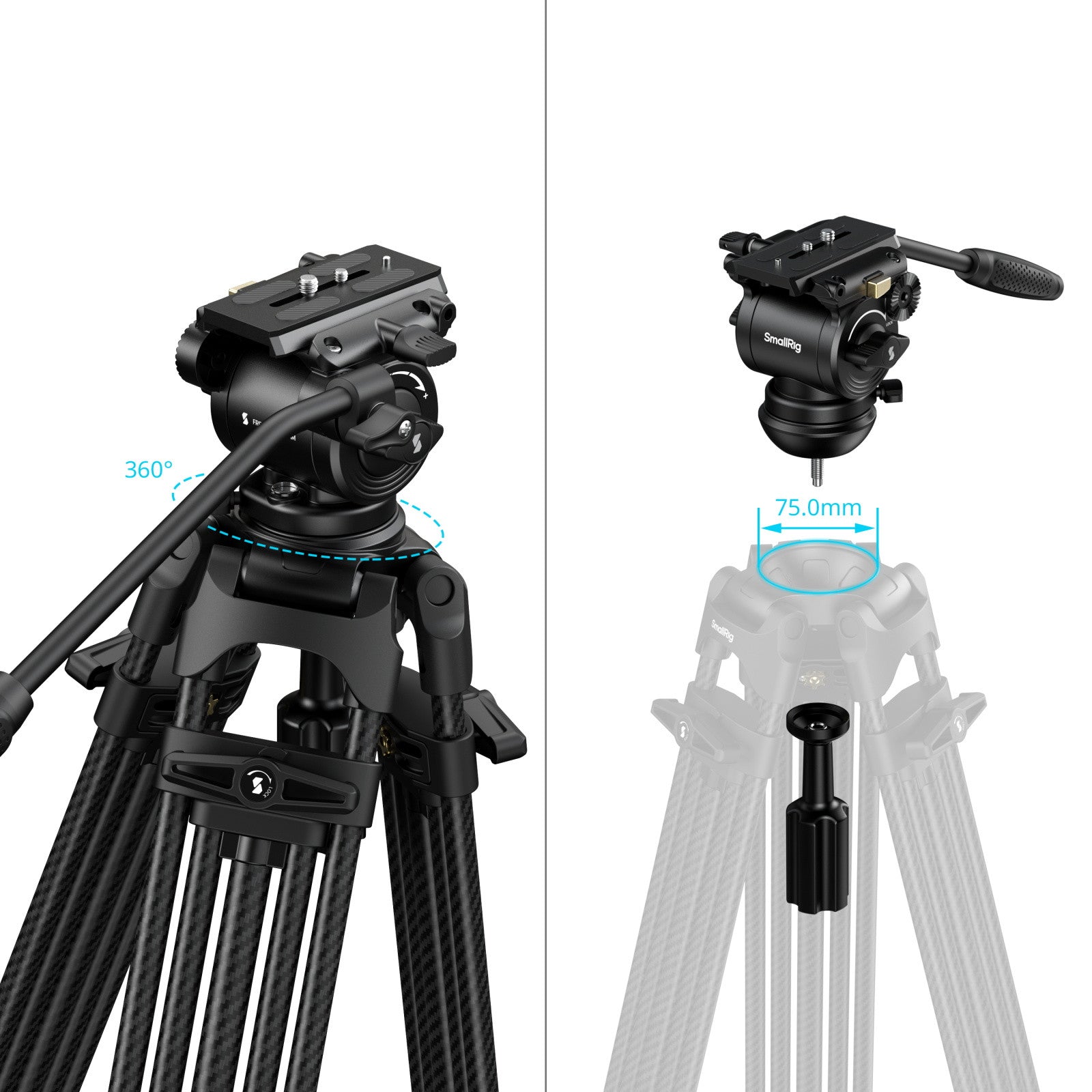 SmallRig FSD14 FreeSpeed тежкотоварен статив от въглеродни влакна 5443