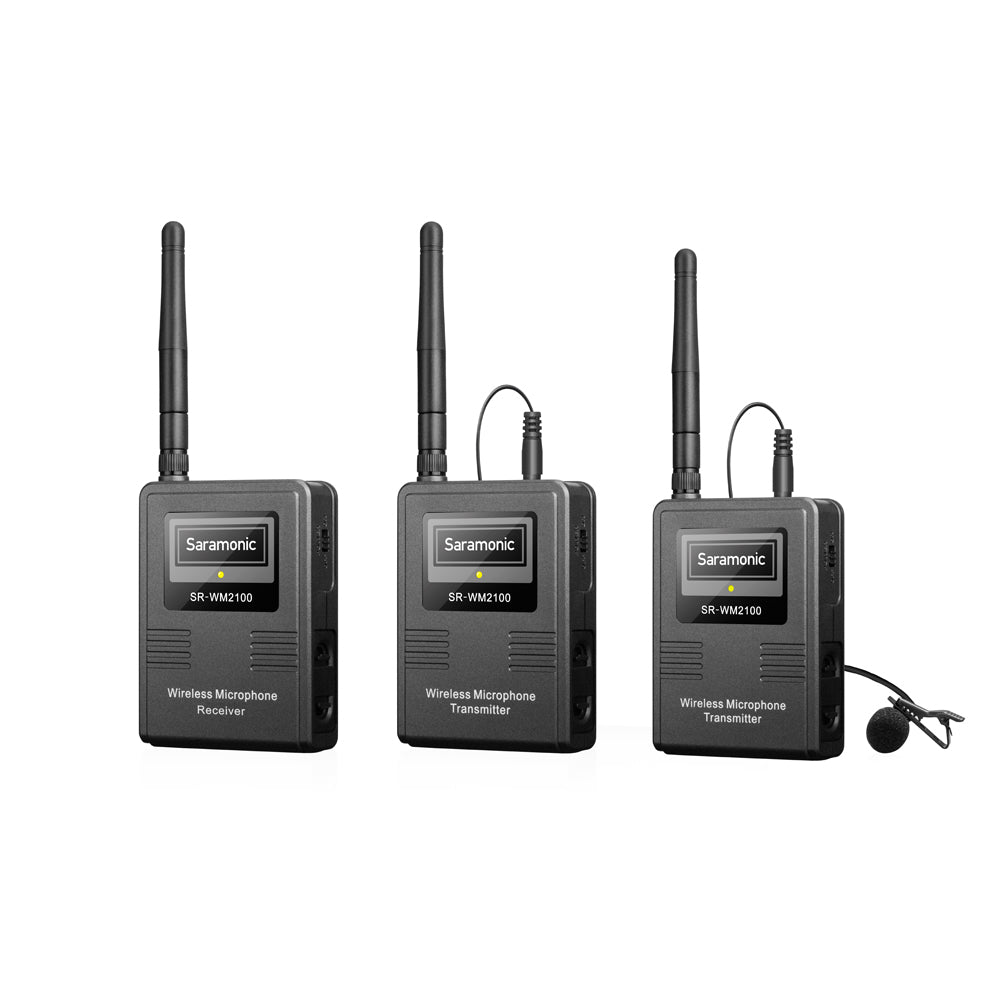 Компактна 2.4 GHz - двуканална безжична система микрофони с предавател - Saramonic SR-WM2100