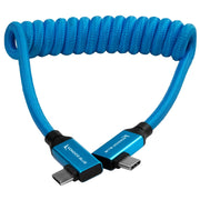 Kondor Blue 12-24in Coiled USB-C 3.1 Right Angle Braided Cable For 8K Data And Power Delivery