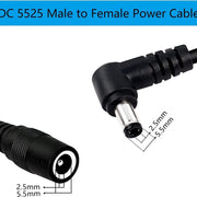DC 5.5mm x 2.5mm Прав ъгъл, мъжки към женски удължителен кабел (1м)