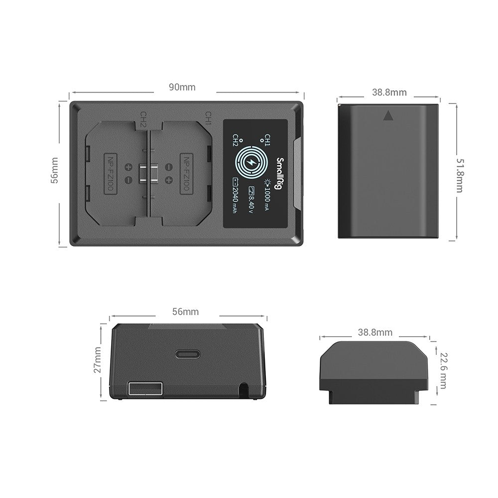 Комплект две батерии SmallRig NP-FZ100 и зарядно 3824B
