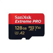 Карта памет SanDisk Extreme PRO microSDXC 128GB + SD Adapter + 2 years RescuePRO Deluxe up to 200MB/s & 90MB/s Read/Write speeds A2 C10 V30 UHS-I U3