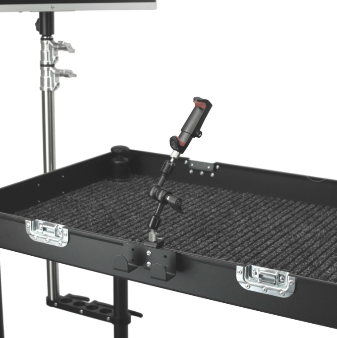 Filmcart Steel Double small flat black hook + Quick clamp with threaded hole and adapter 3/8