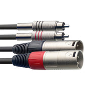 Кабел Stagg STC15CMXM Аудио кабел 2 XLR(Мъжки) към -2 чинча 1.5м