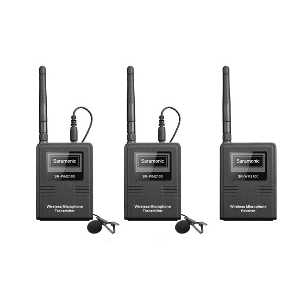 Компактна 2.4 GHz - двуканална безжична система микрофони с предавател - Saramonic SR-WM2100