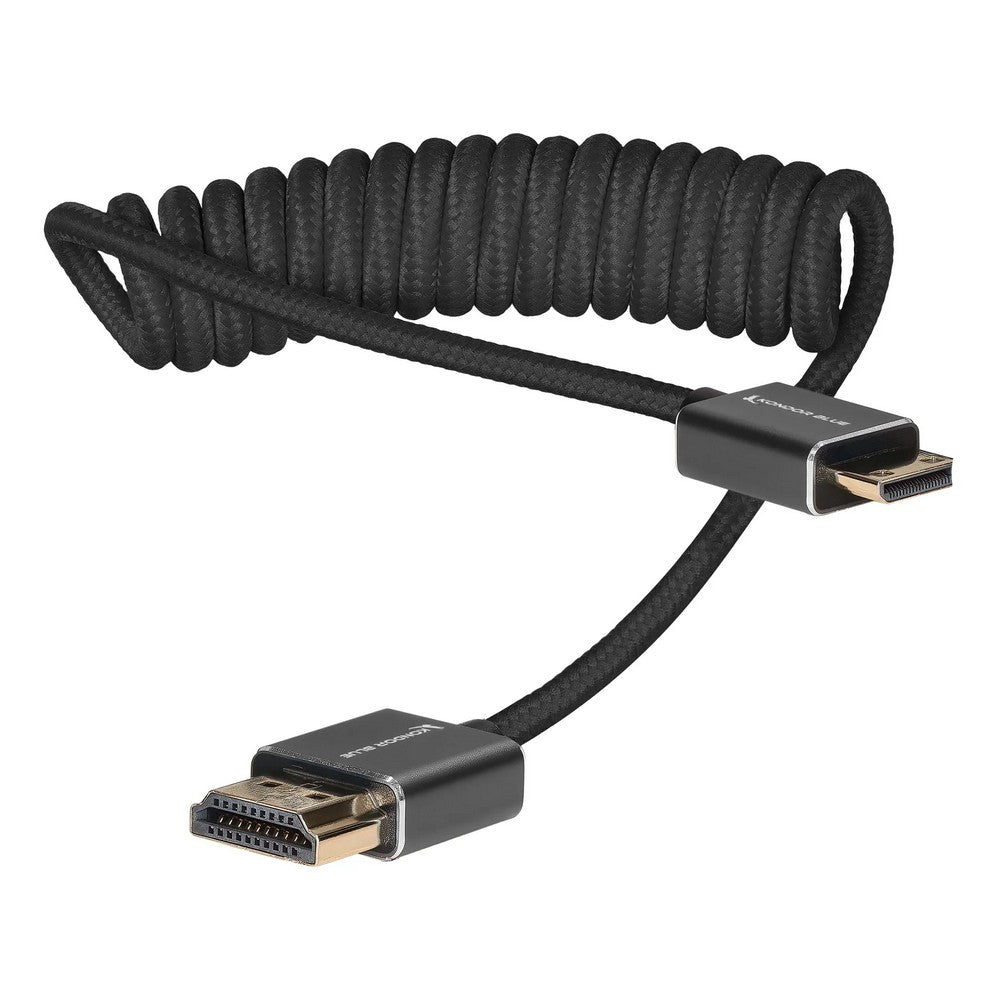 Mini HDMI към Full HDMI кабел 12-24инча навит (Черен)