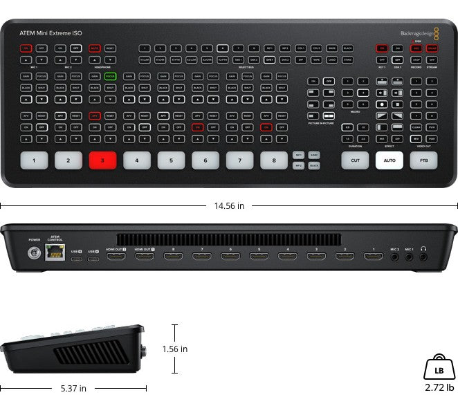 Blackmagic Design ATEM Mini Extreme ISO - видеосмесител, рекордер и енкодер за излъчване в интернет платформи