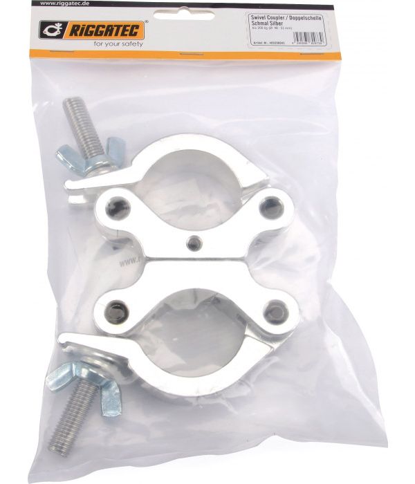 Riggatec double clamp, silver, up to 200 kg, 48 - 51 mm pipe