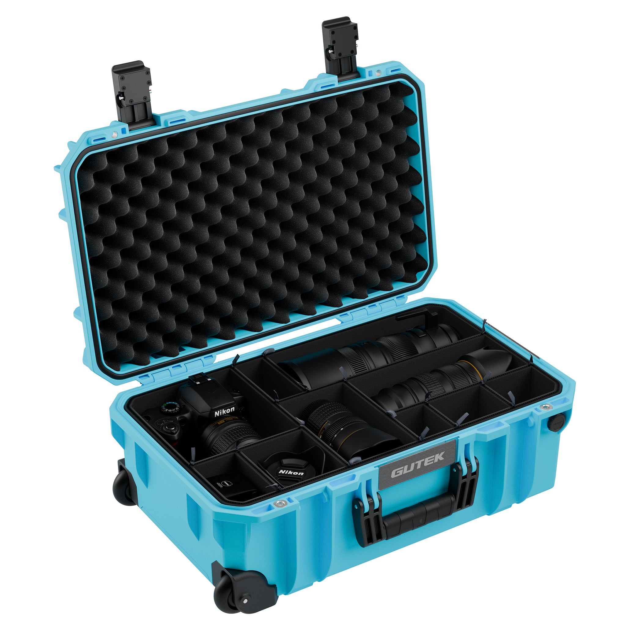 Твърд куфар с колелца GUTEK Tortoise T-300 Azure Blue - IP67