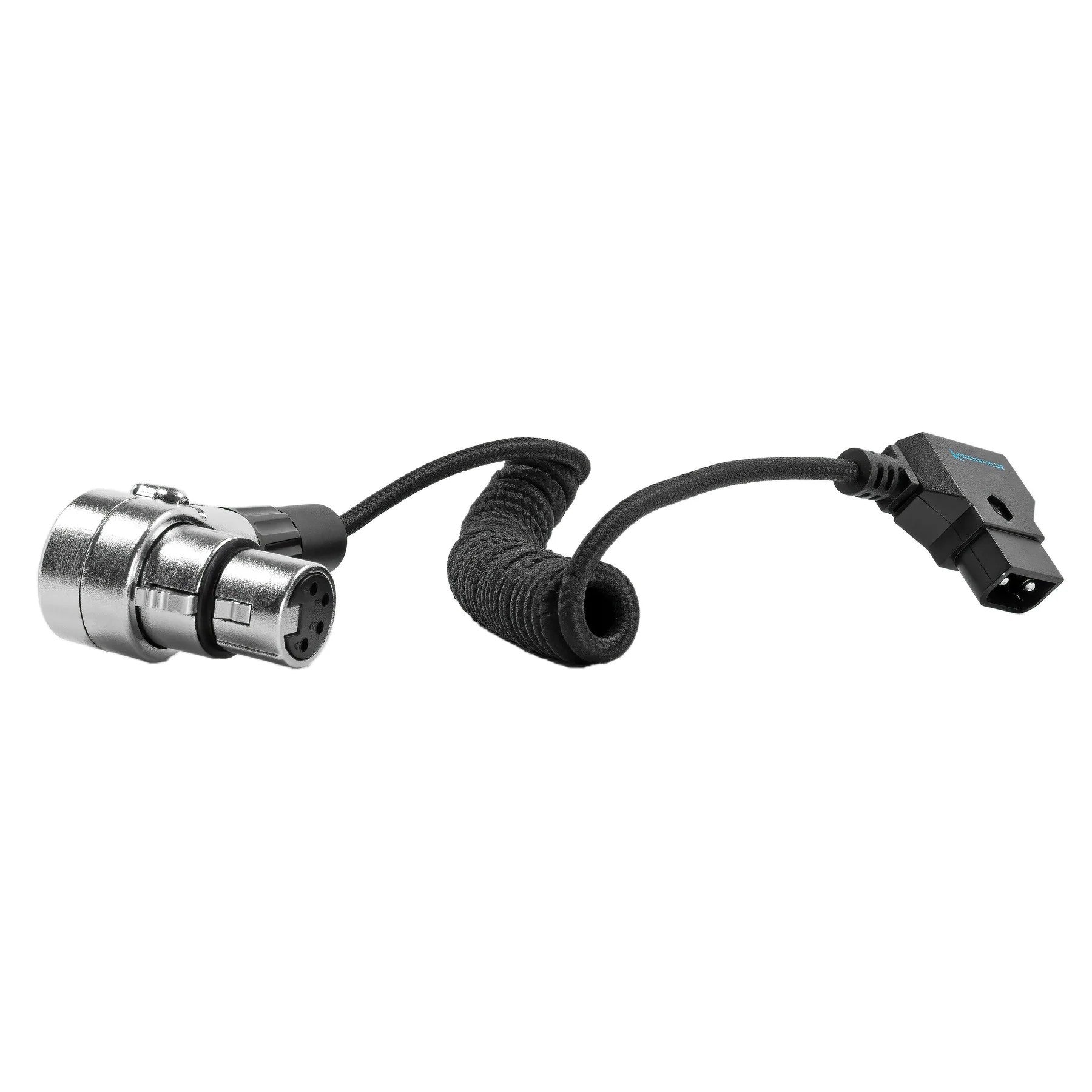 Kondor Blue D-Tap to 4 Pin XLR Female Right Angle Coiled Power Cable Sony VENICE/BURANO