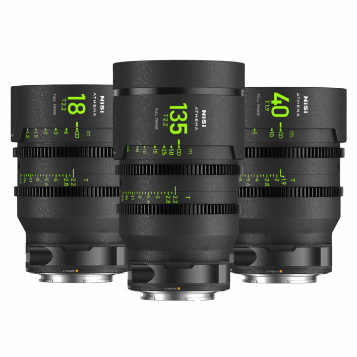Комплект обективи NiSi Cine Lens Athena Prime 18/40/135mm L-mount - 3 обектива