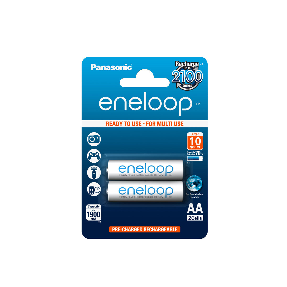 Panasonic Eneloop AA 2000 mAh BK-3MCDE/2CP (2 pcs)